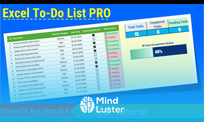 Professional Task Tracker in Excel To Do List Dashboard with NEW Check Boxes