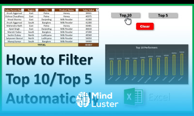 How to Filter Top 10 Top 5 Values Automatically in Excel Excel Dashboard Tips