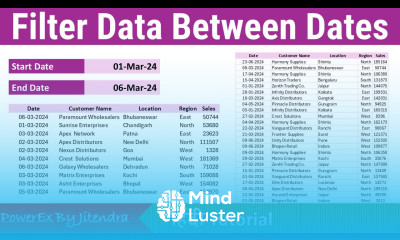 How to Filter Data Between a Start and End Date Filter by Date Range in Excel