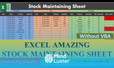 Stock Management in Excel Hindi Without Macro
