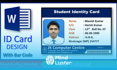 How to make Id Card Design in Microsoft Word With Barcode ID Card Design in MS Word in Hindi