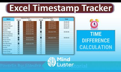 Create an Automatic Timestamp Tracker in Excel Time Calculation in Excel No VBA Hindi Tutorial