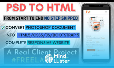 Convert PSD PHOTOSHOP Doc To HTML CSS Using Bootstrap 5 Responsive Website in Hindi 2020