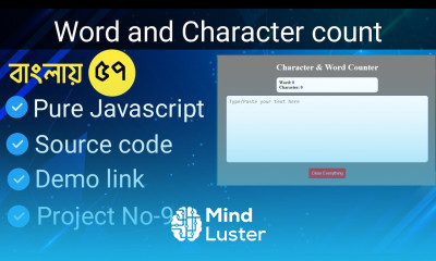 Javascript word and character count project bangla