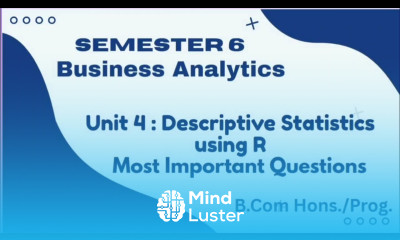 Important Question Answer l Business Analytics l Unit 4 Descriptive Statistic using R l Semester 6