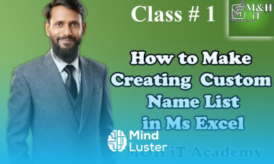 ms Excel Class 1 Creating Custom Name List