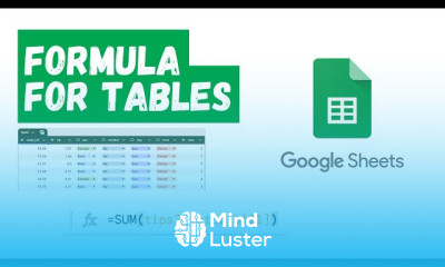 Formulae Codes for Tables in Google Sheets Learn Table Analysis from Zero